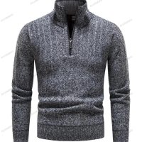 Мъжки ежедневен пуловер с V-образно деколте и цип със стояща яка, 3цвята - 023, снимка 15 - Пуловери - 43148208