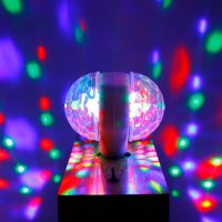 Диско LED лампа, въртяща се крушка - автоматично въртене с кристални топки, снимка 4 - Лед осветление - 42975222
