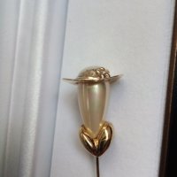 Уникална сребърна масивна  брошка с перла, снимка 7 - Колиета, медальони, синджири - 28557447