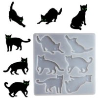 6 пози котка коте котки силиконов молд форма фондан смола шоколад гипс декор украса, снимка 2 - Форми - 43995061