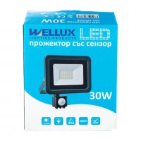 LED Прожектор 30W със сензор WELLUX SLIM 2400Lm, 4000К, снимка 3 - Прожектори - 22784565