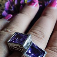 Красив сребърен пръстен с Пурпурен Аметист , снимка 9 - Пръстени - 40741582