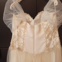 Продавам сватбена рокля - цвят екрю, снимка 6 - Рокли - 36842908