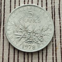 Монета 5 франка от 1978 год., снимка 2 - Нумизматика и бонистика - 43449427