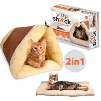 Самозатопляща се котешка постелка - легло, къщичка 2в1, за котки и малки палета, снимка 1 - За котки - 42959453