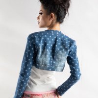 Яке на точки дънково , снимка 6 - Блузи с дълъг ръкав и пуловери - 36734179