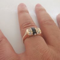 Златен пръстен с оникс и циркони 1, снимка 9 - Пръстени - 38054772