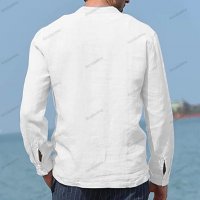 Мъжка едноцветна памучна риза с джоб, 3цвята - 023, снимка 3 - Ризи - 39689168