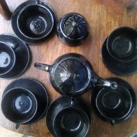 Български сервиз за чай от 6 чаши с чинийки кана и захарница, снимка 2 - Сервизи - 38972207