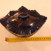 Руска порцеланова купа от кобалт и позлата размер дължина 17см ширина 14см, снимка 2 - Други ценни предмети - 43987744