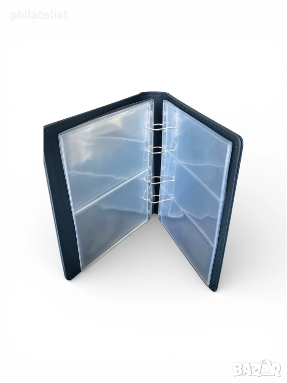 Папка с касета LUX за банкноти с 20 листа - OPTIMA стандарт , еко-кожа - син цвят , снимка 1