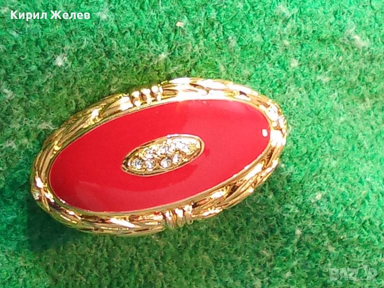 ПРЕКРАСНА ПОЗЛАТЕНА ЕМАЙЛИРАНА КРИСТАЛНА РЕТРО АРТ БРОШКА от БЛАГОРОДНА СТОМАНА 10938, снимка 1
