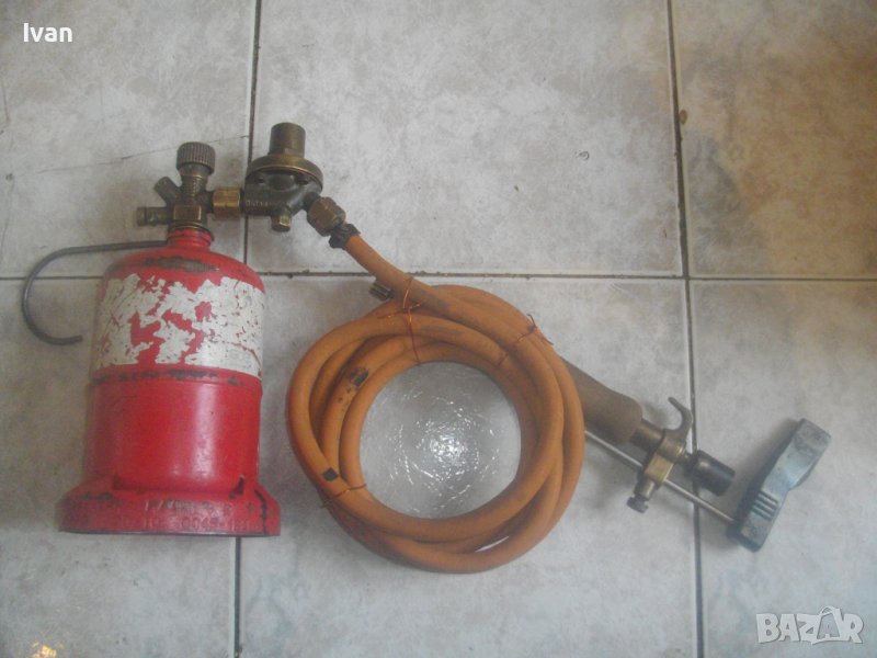 Немска Газова Горелка С Поялник-С Бутилка/Маркуч/Вентил Клапан/-Старо Качество-Отлична-Масивна, снимка 1