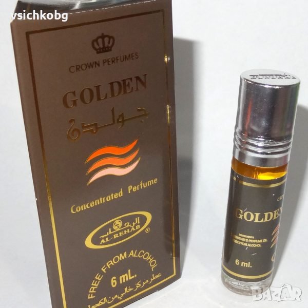 Арабско парфюмно олио - масло Al Rehab Golden 6ml аромат на дърво (oud), кехлибар, флорални нотки, к, снимка 1