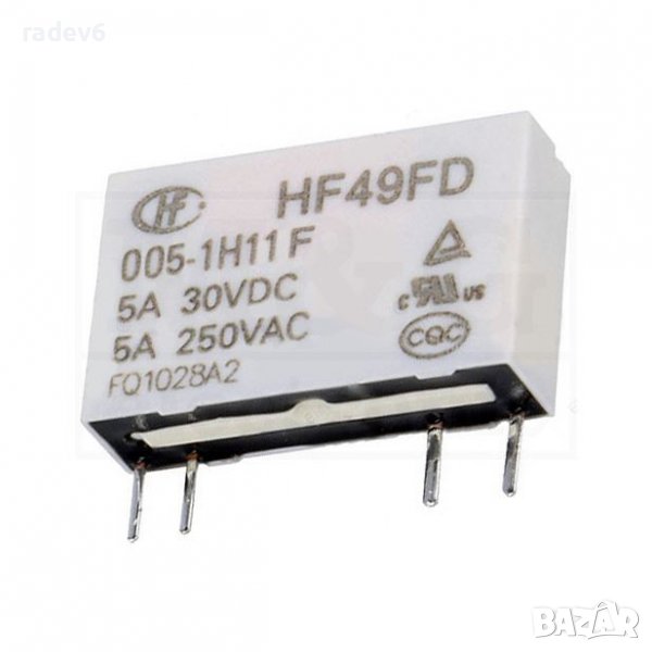 Електромагнитно реле HF49FD, HF49FD/005-1H11F, 5V, 5A, 250VAC, 30VDC, снимка 1