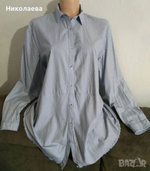 Риза-туника SISLEY в бяло-синьо райе,L/XL, снимка 1