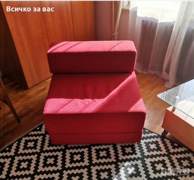 Червен диван ( фотьойл). Разтегателен , снимка 1