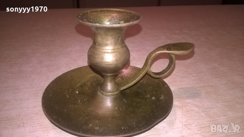 свещник-мед/месинг-внос франция-13х8см, снимка 1