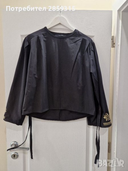 Дамска елегантна черна риза, снимка 1