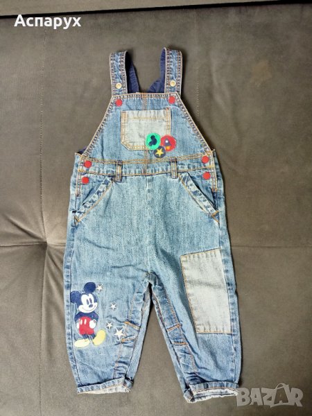 Бебешки дънков гащеризон с Мики Маус, снимка 1