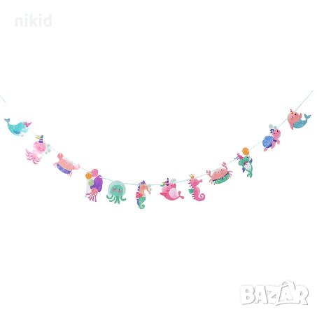 Морско дъно морски животни океан подводен свят парти банер гирлянд декор рожден ден, снимка 1