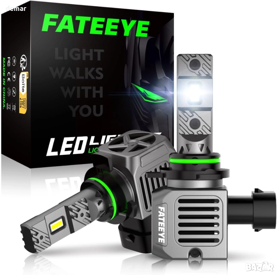 9012 hir2 LED крушки за фарове, 20000LM, 6500К, с вентилатор, IP68, 2 броя, снимка 1