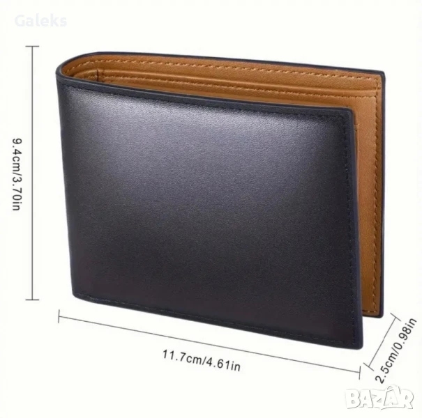 Мъжки елегантен и изискан портфейл с две лица • Черна естест. кожа!, снимка 1