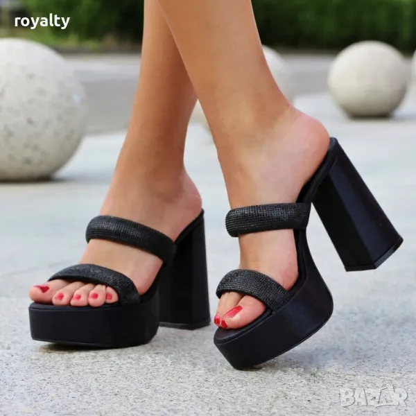 Чехли на ток - черен блестящ сатен, снимка 1