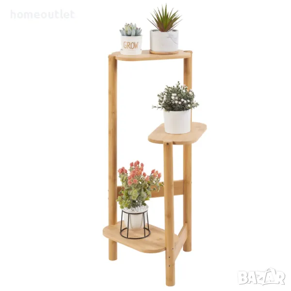 ПРОМОЦИЯ Бамбуков стелаж за цветя на 3 нива ZJJ443-BW-G1, снимка 1