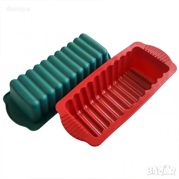 1302 Правоъгълна оребрена силиконова форма за печене на хляб козунак кекс, снимка 1