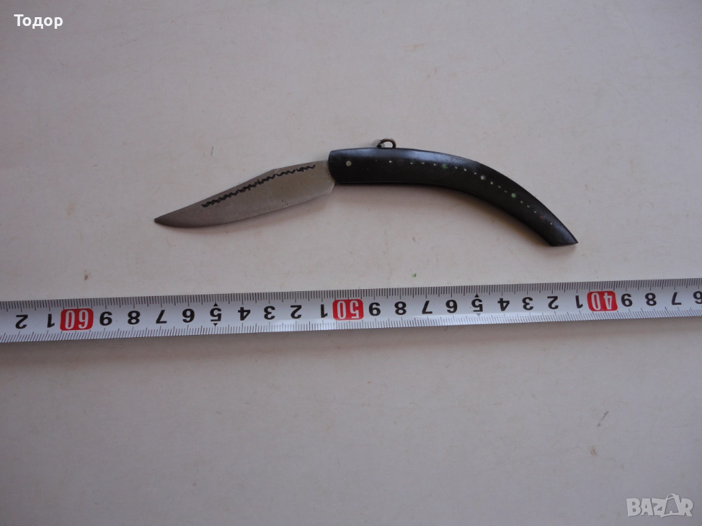 Страхотен нож сойка биволски рог гравюри 6, снимка 1