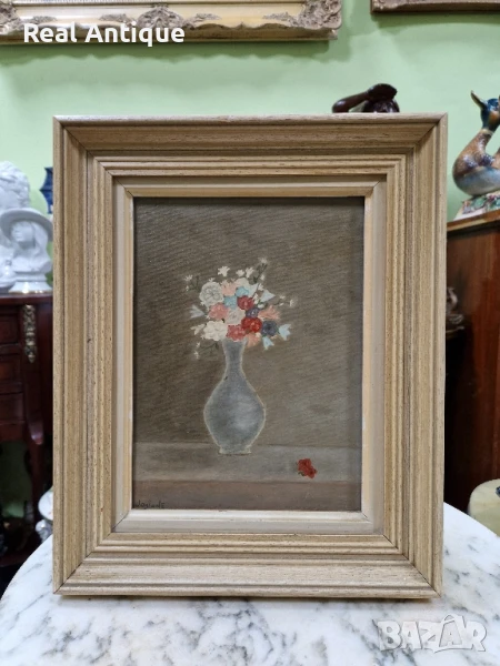 Натюрморт масло картина платно антикварна , снимка 1