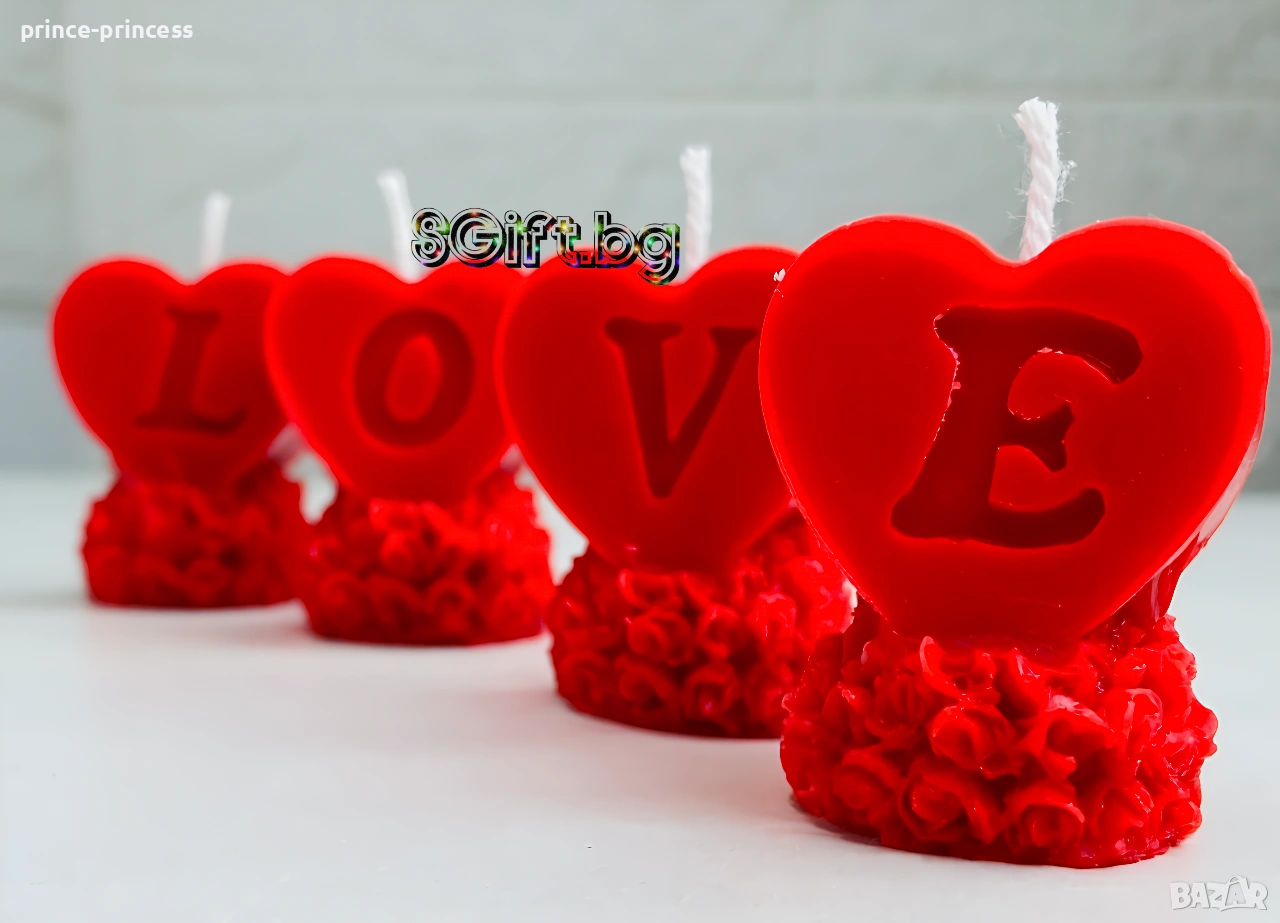 Комплект свещи сърца Love , снимка 1