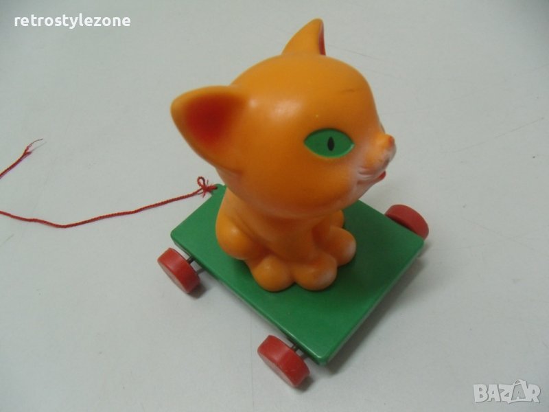 оф.6634 стара детска играчка   - размер 14,5 / 11,5 / 11,5 см   - дърво , синтетика , гума , снимка 1