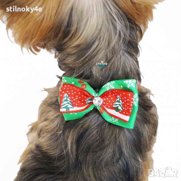 Коледна папийонка, нашийник за куче Коледни кучешки аксесоари, снимка 1