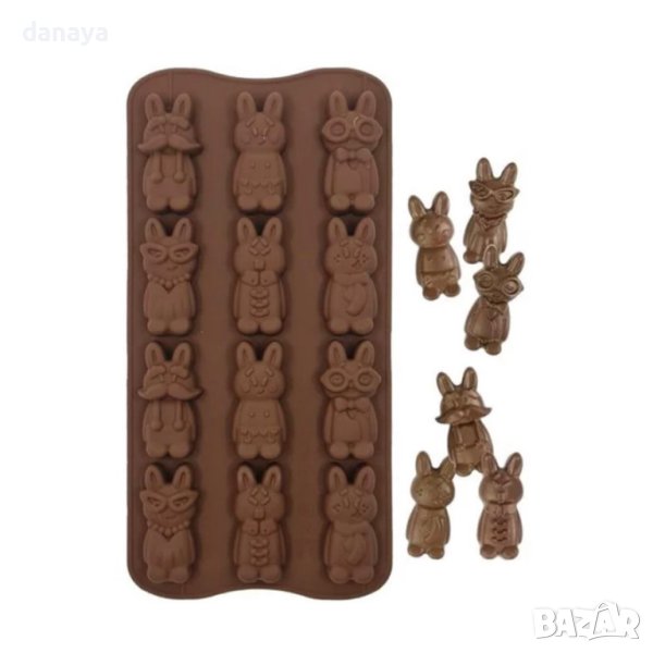 4380 Силиконова форма за бонбони Зайчета, снимка 1