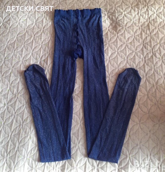 Дамски син чорапогащник  ХЛ с блясък , снимка 1