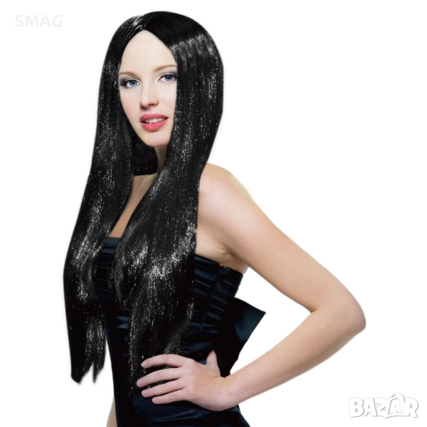 Хелоуин / Halloween дамска перука дълга черна_1086995, снимка 1