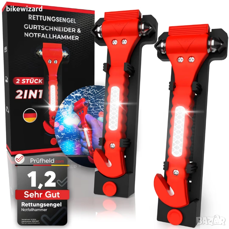 RETTUNGSENGEL® 2 в 1 авариен чук и нож за колани НОВИ, снимка 1