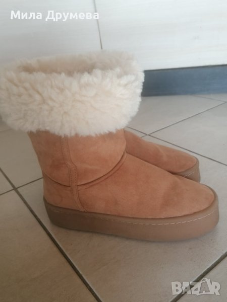 Велурени боти с пух, размер 36, снимка 1