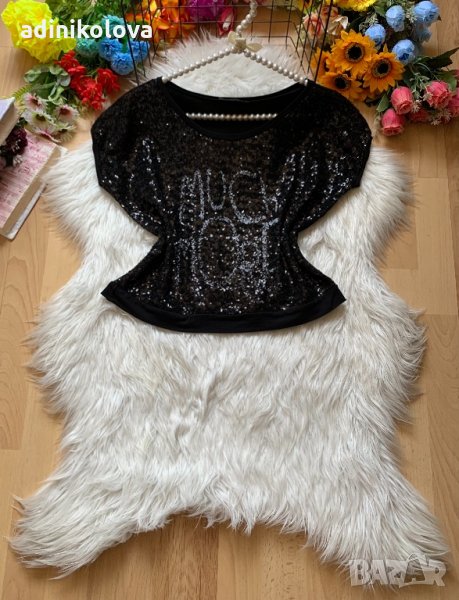 Къса тениска с пайети, снимка 1