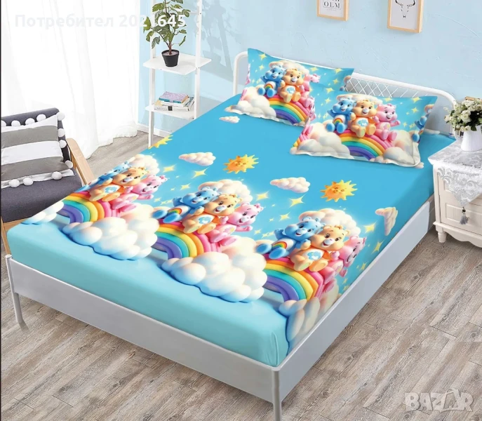 Чаршаф с ластик за спалня и  2 калъфки, снимка 1