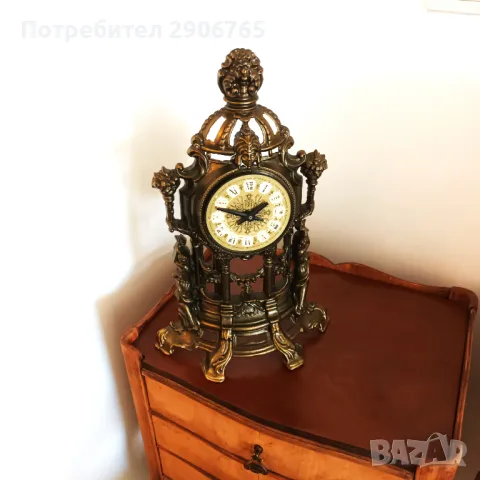 Продавам стар каминен часовник електромеханичен, снимка 4 - Антикварни и старинни предмети - 49114811