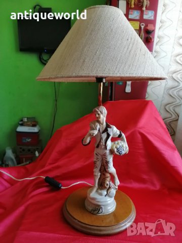 Стара Настолна Френска Лампа с Порцеланова Фигура, снимка 2 - Антикварни и старинни предмети - 39788453