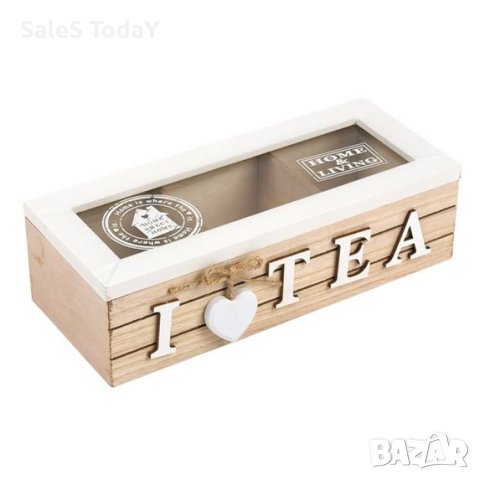 Кутия за чай, билки, кафе, Дървена, 24x10x7 см, снимка 2 - Кутии за съхранение - 35851152
