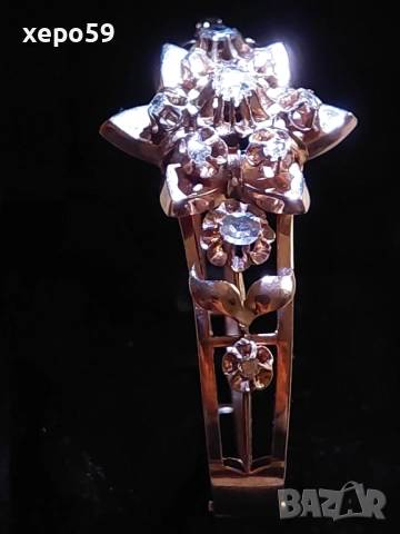 Автентична Руска златна дамска гривна с инкрустирани множество диаманти,злато 14 карата(56),19 век, снимка 9 - Гривни - 52682528