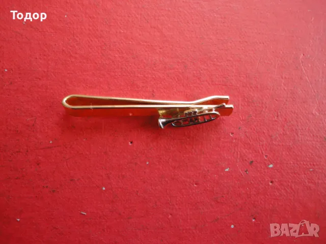 Позлатена щипка за вратовръзка тръба тромпет , снимка 3 - Други - 49606292