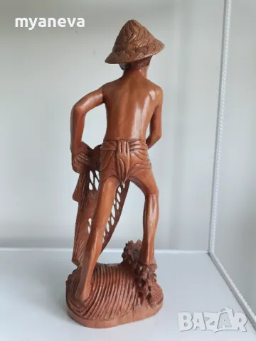 Дърворезба на рибар от Индонезия, снимка 3 - Статуетки - 50168359