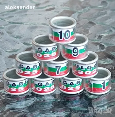 Пръстени за гълъби, папагали,канари за 2025 г