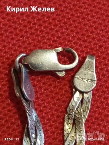 Сребърно колие с змийска плетка елегантен стилен дизайн ювелирна изработка 38387, снимка 3 - Колиета, медальони, синджири - 53411247